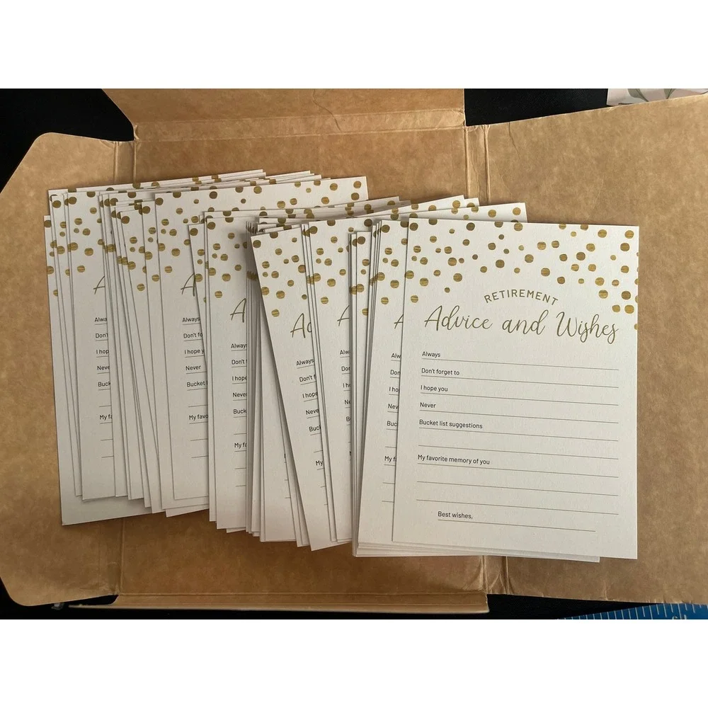 Hat Acrobat Retirement Advice and Wishes Cards Gold Foil Confetti White 50 Pack